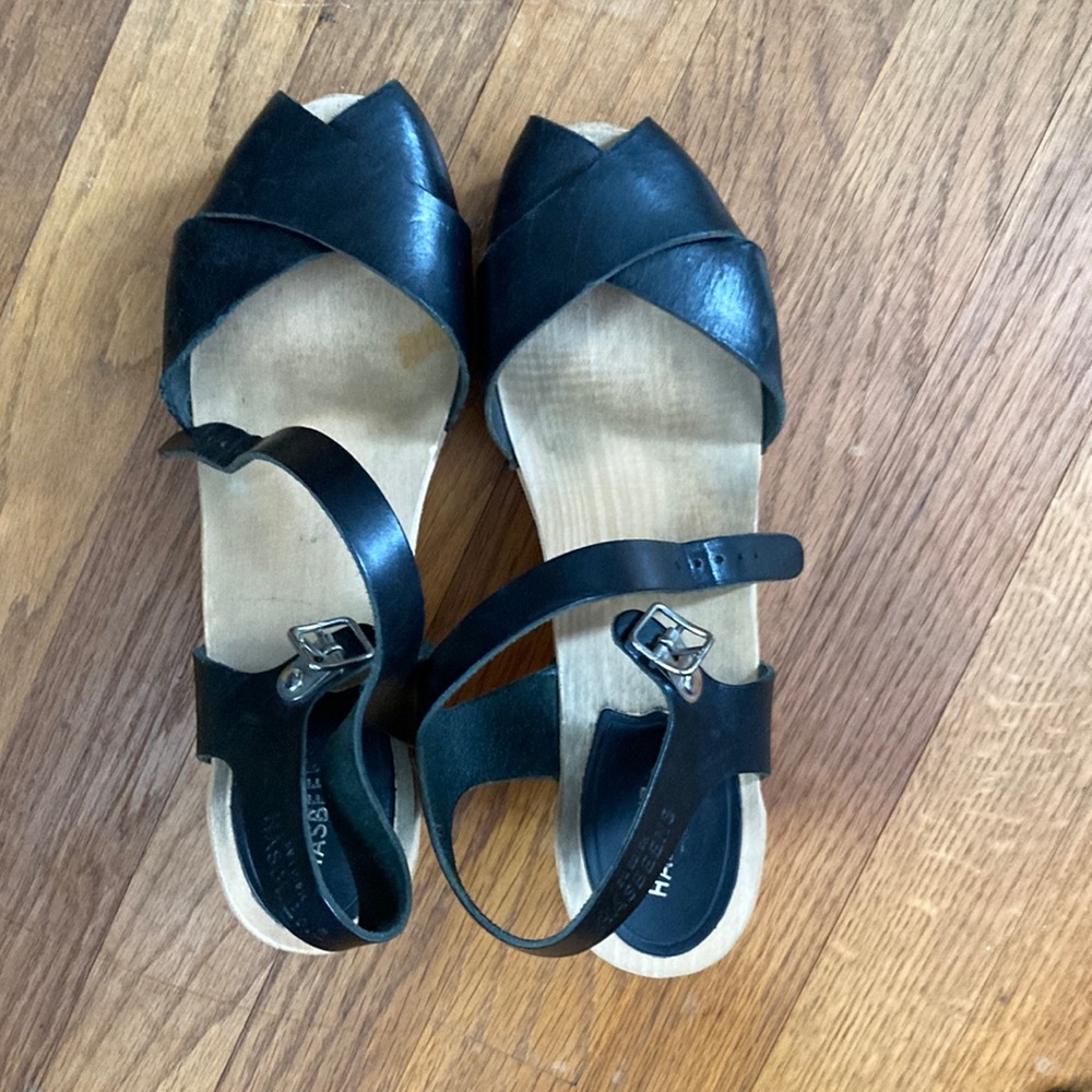 Swedish Hasbeens black platform sandals